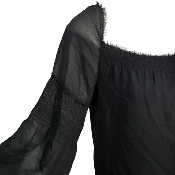 THEORY Women's Black 3/4 Sleeve Alterina Top 100% Silk Size P/XS - Picture 2 of 4